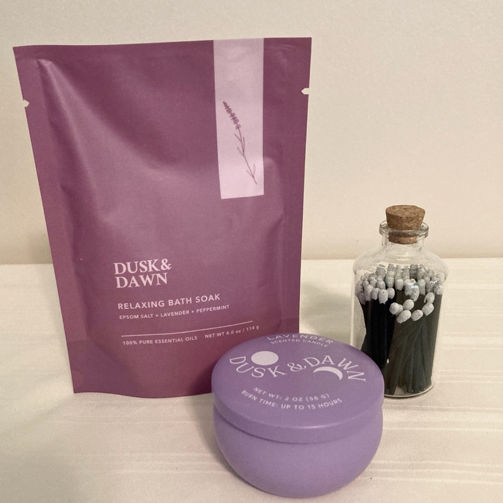 Dusk & Dawn Lavender, Peppermint Bath Soak and Candle Set